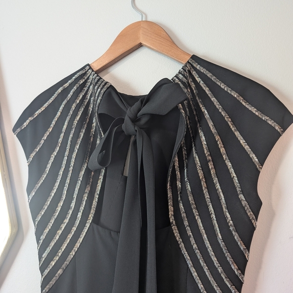 Escada Black Sheath Maxi Dress Mock Neck Gown Sz 34 - Picture 4 of 10